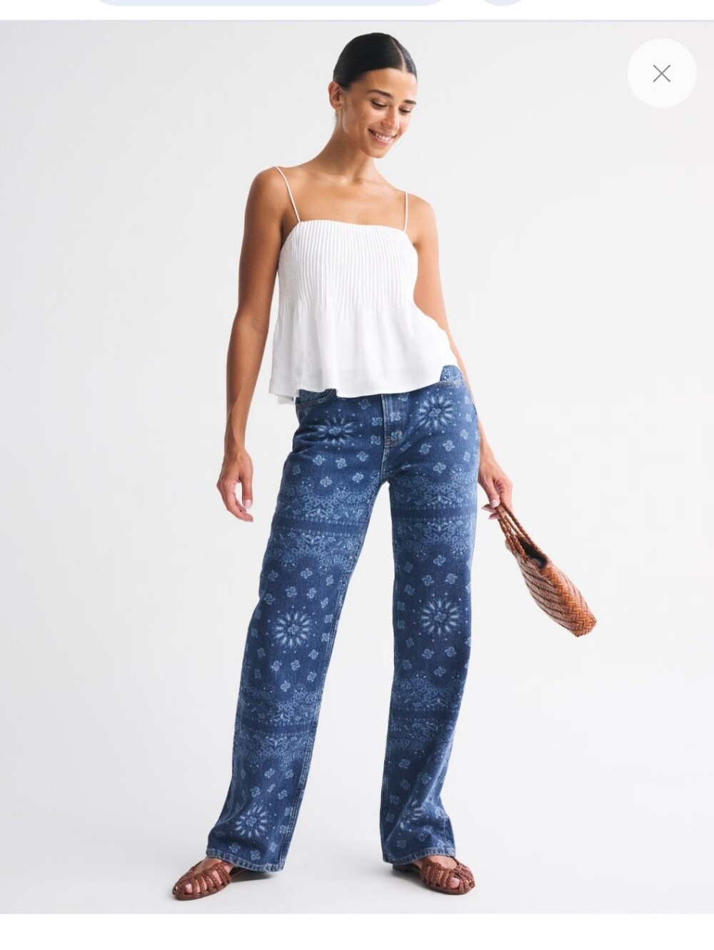 Abercrombie & Fitch Blue Bandana-Print High Rise 90s Relaxed Jeans